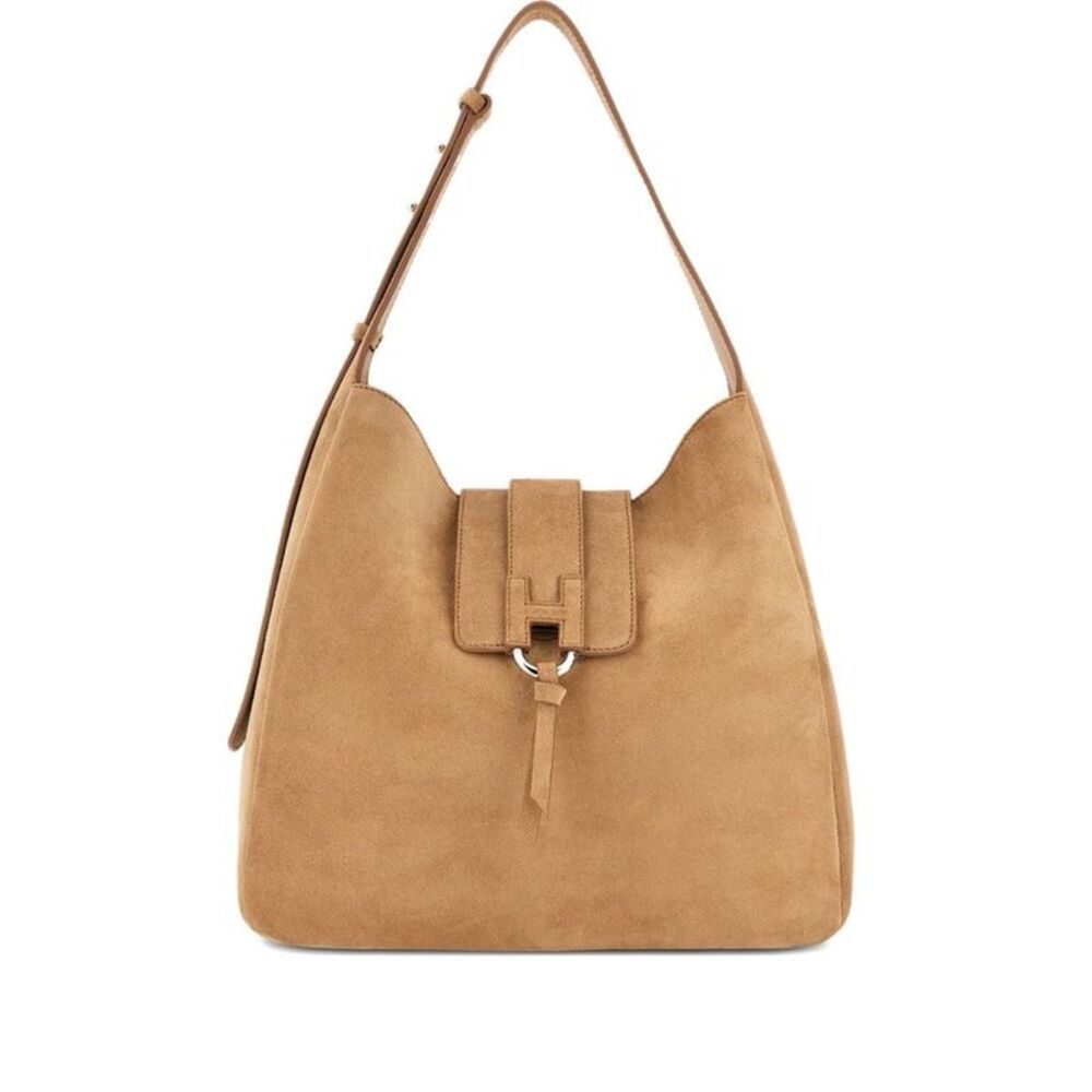HOGAN Suede Hobo Bag Women Beige Handbags